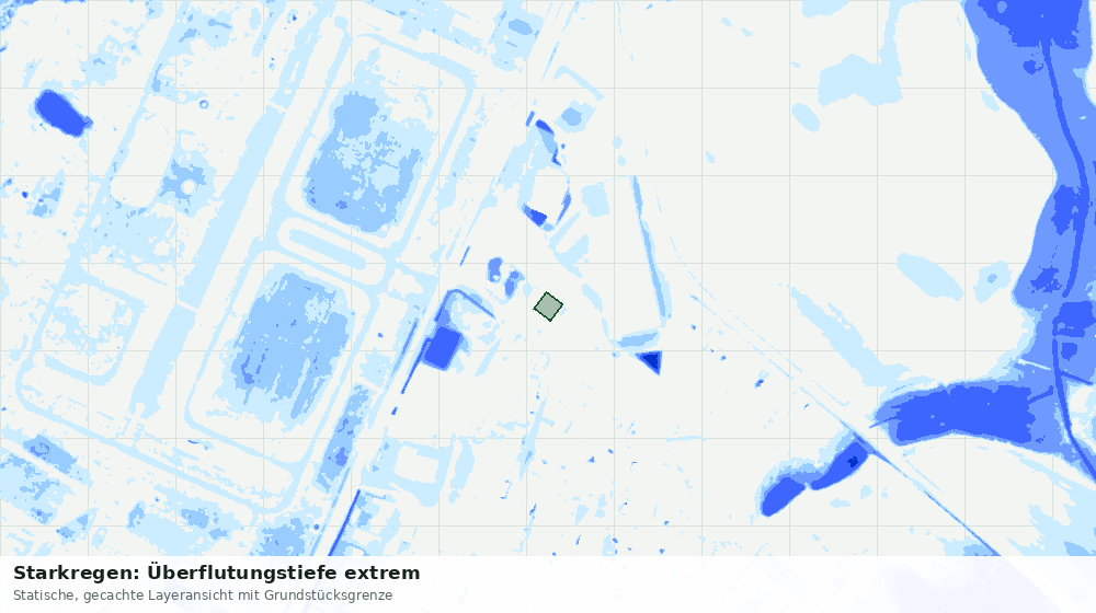 Statische Kartenansicht: Starkregen: Überflutungstiefe extrem