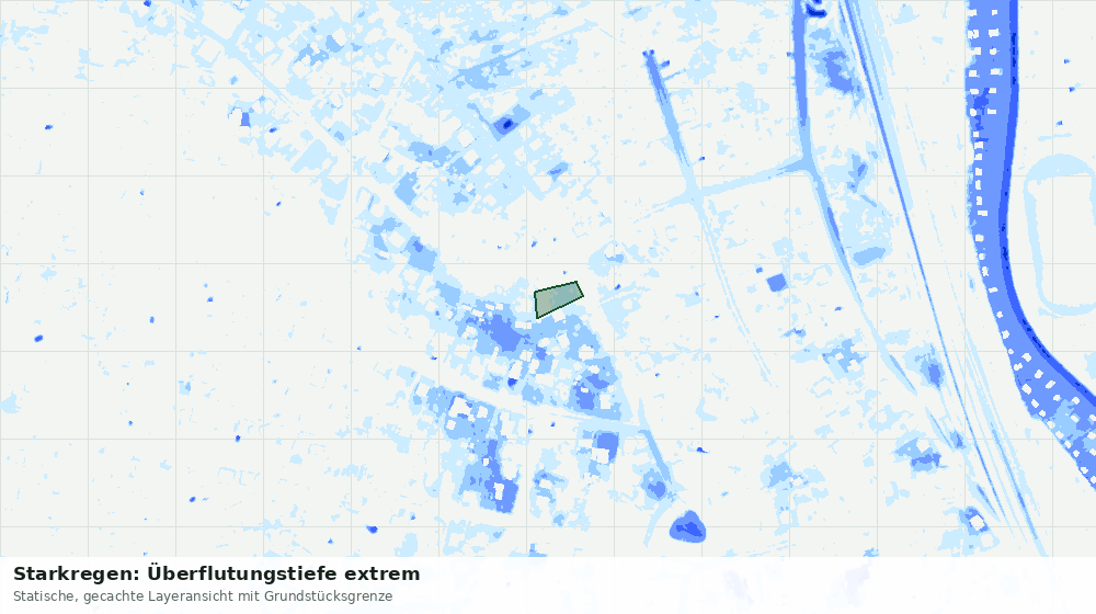 Statische Kartenansicht: Starkregen: Überflutungstiefe extrem