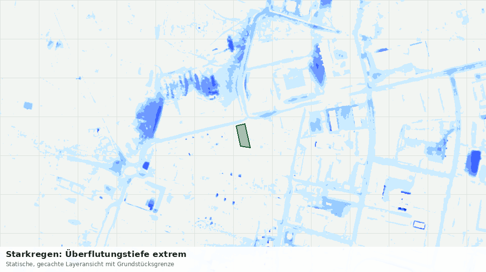 Statische Kartenansicht: Starkregen: Überflutungstiefe extrem