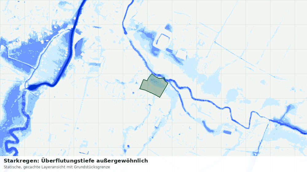 Statische Kartenansicht: Starkregen: Überflutungstiefe außergewöhnlich