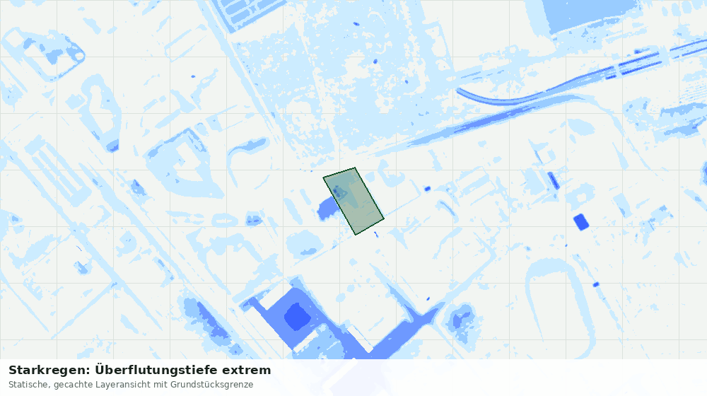 Statische Kartenansicht: Starkregen: Überflutungstiefe extrem