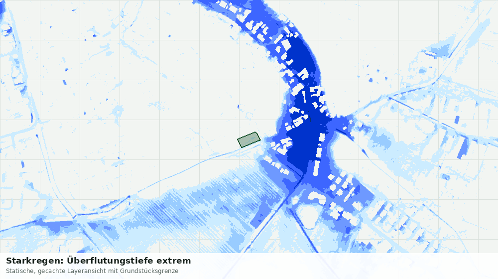 Statische Kartenansicht: Starkregen: Überflutungstiefe extrem