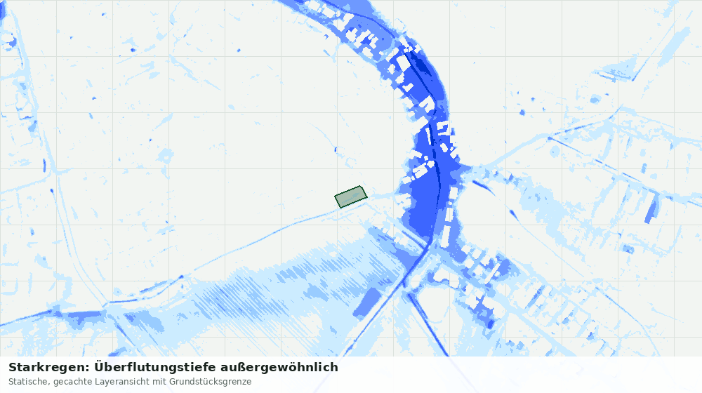 Statische Kartenansicht: Starkregen: Überflutungstiefe außergewöhnlich