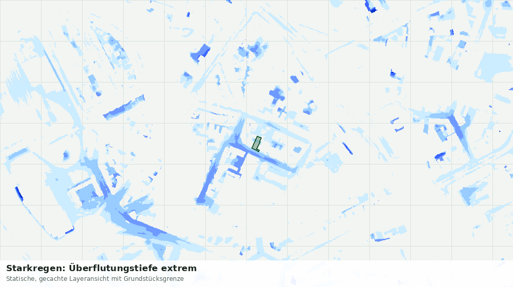 Statische Kartenansicht: Starkregen: Überflutungstiefe extrem