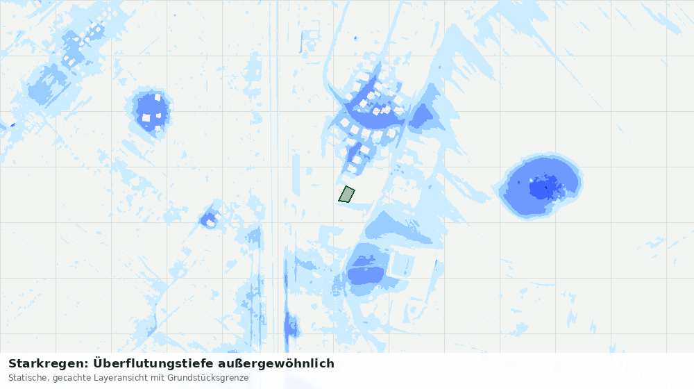 Statische Kartenansicht: Starkregen: Überflutungstiefe außergewöhnlich