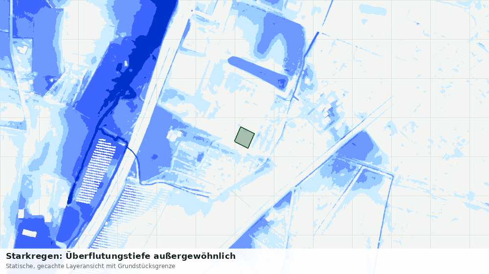 Statische Kartenansicht: Starkregen: Überflutungstiefe außergewöhnlich