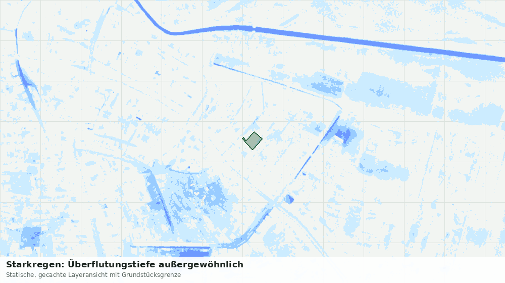 Statische Kartenansicht: Starkregen: Überflutungstiefe außergewöhnlich