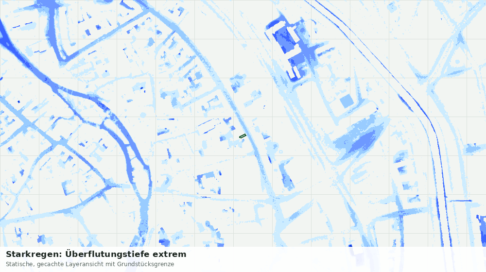 Statische Kartenansicht: Starkregen: Überflutungstiefe extrem