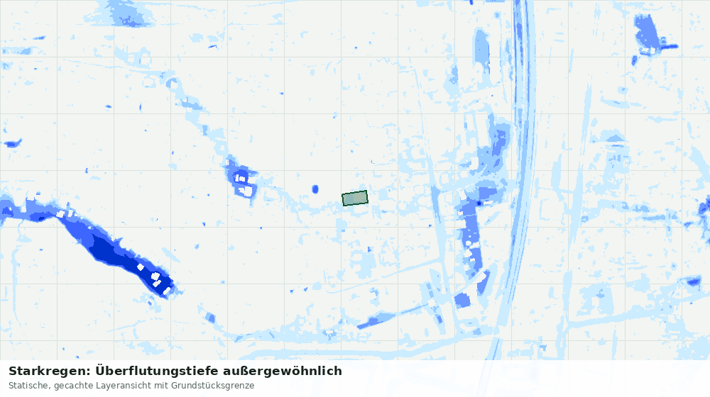 Statische Kartenansicht: Starkregen: Überflutungstiefe außergewöhnlich
