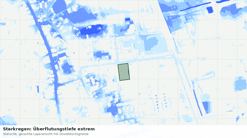 Statische Kartenansicht: Starkregen: Überflutungstiefe extrem