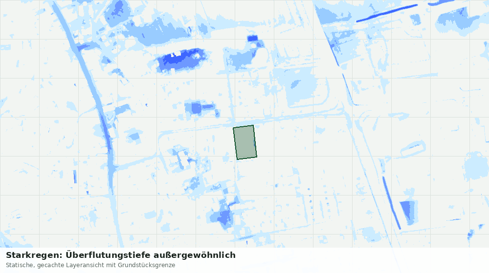 Statische Kartenansicht: Starkregen: Überflutungstiefe außergewöhnlich