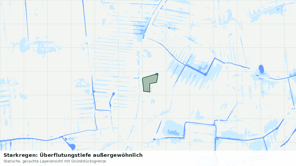Statische Kartenansicht: Starkregen: Überflutungstiefe außergewöhnlich