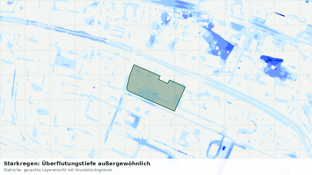 Statische Kartenansicht: Starkregen: Überflutungstiefe außergewöhnlich