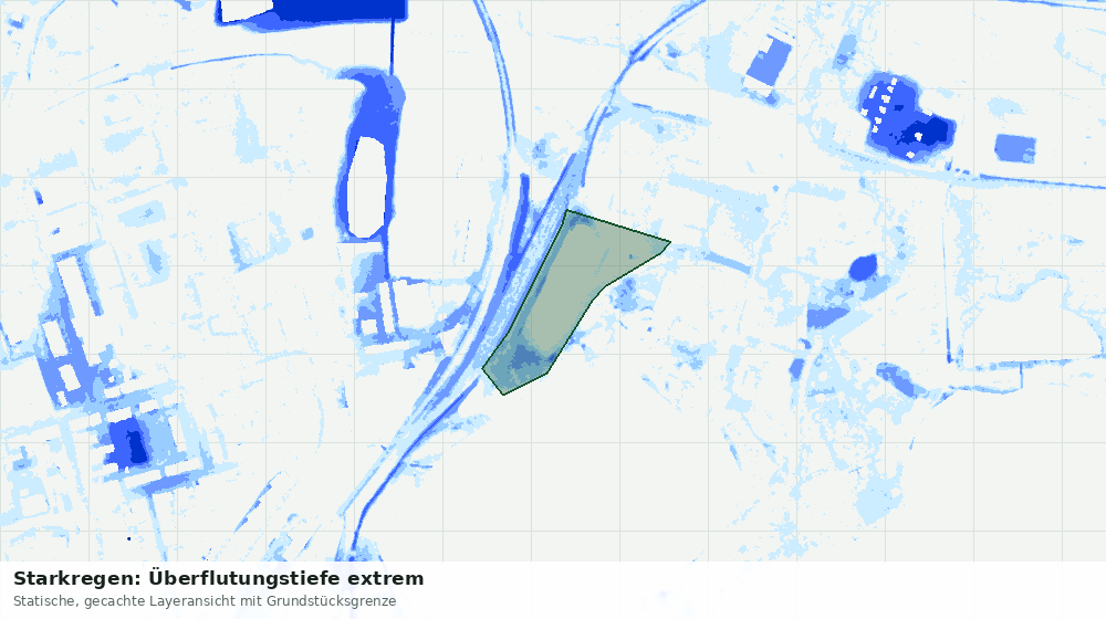 Statische Kartenansicht: Starkregen: Überflutungstiefe extrem