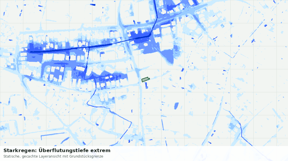 Statische Kartenansicht: Starkregen: Überflutungstiefe extrem