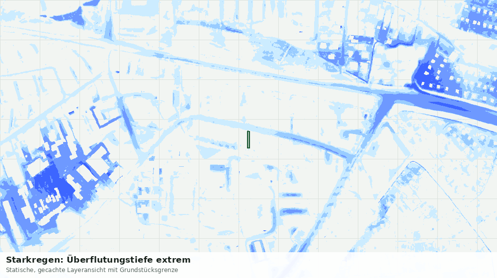Statische Kartenansicht: Starkregen: Überflutungstiefe extrem
