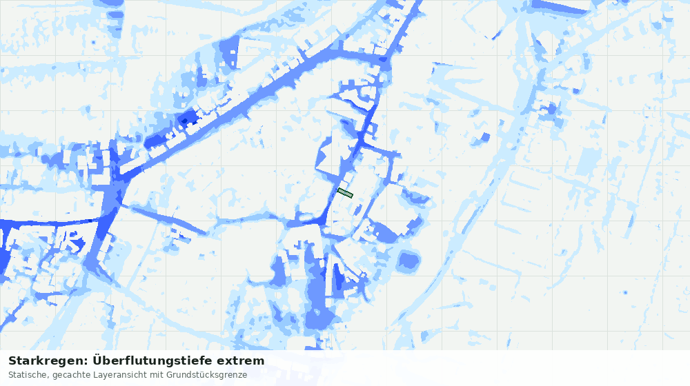 Statische Kartenansicht: Starkregen: Überflutungstiefe extrem