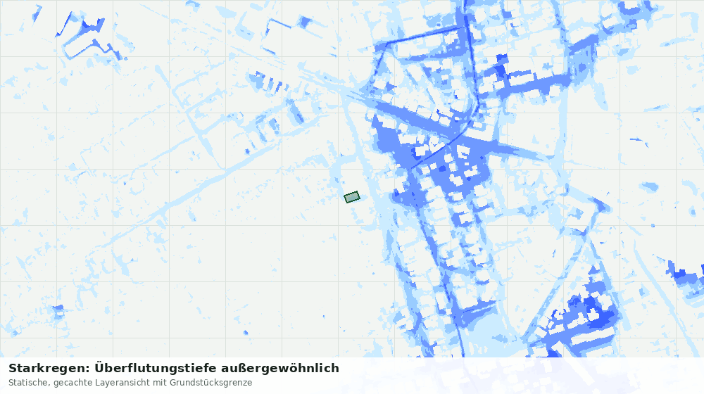 Statische Kartenansicht: Starkregen: Überflutungstiefe außergewöhnlich