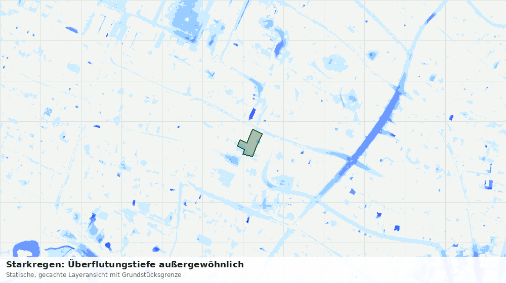 Statische Kartenansicht: Starkregen: Überflutungstiefe außergewöhnlich
