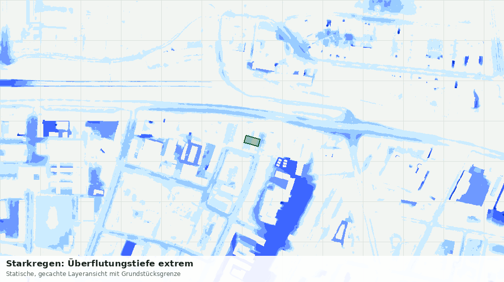 Statische Kartenansicht: Starkregen: Überflutungstiefe extrem