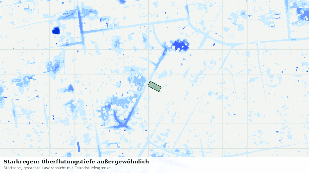 Statische Kartenansicht: Starkregen: Überflutungstiefe außergewöhnlich