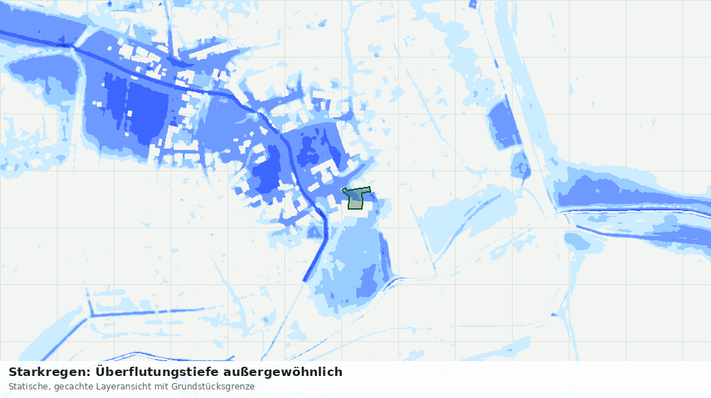 Statische Kartenansicht: Starkregen: Überflutungstiefe außergewöhnlich