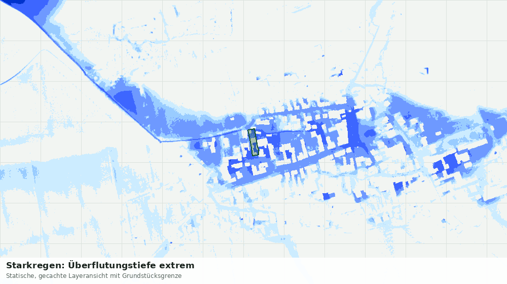 Statische Kartenansicht: Starkregen: Überflutungstiefe extrem