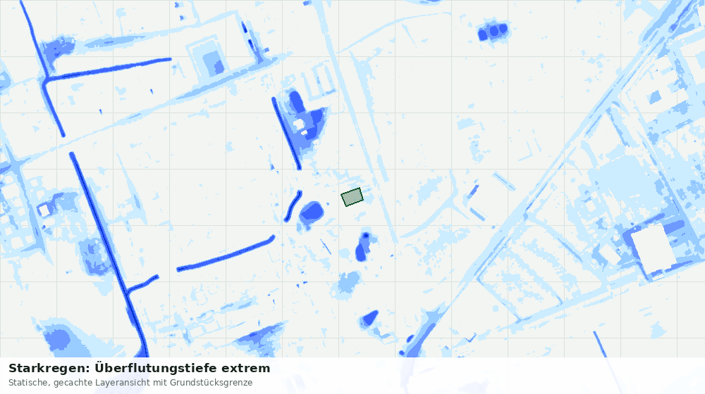 Statische Kartenansicht: Starkregen: Überflutungstiefe extrem