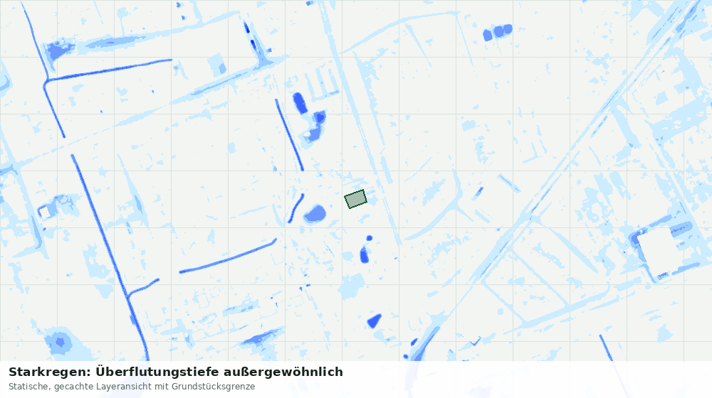 Statische Kartenansicht: Starkregen: Überflutungstiefe außergewöhnlich