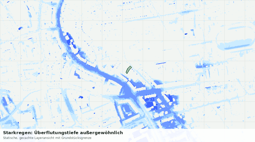 Statische Kartenansicht: Starkregen: Überflutungstiefe außergewöhnlich
