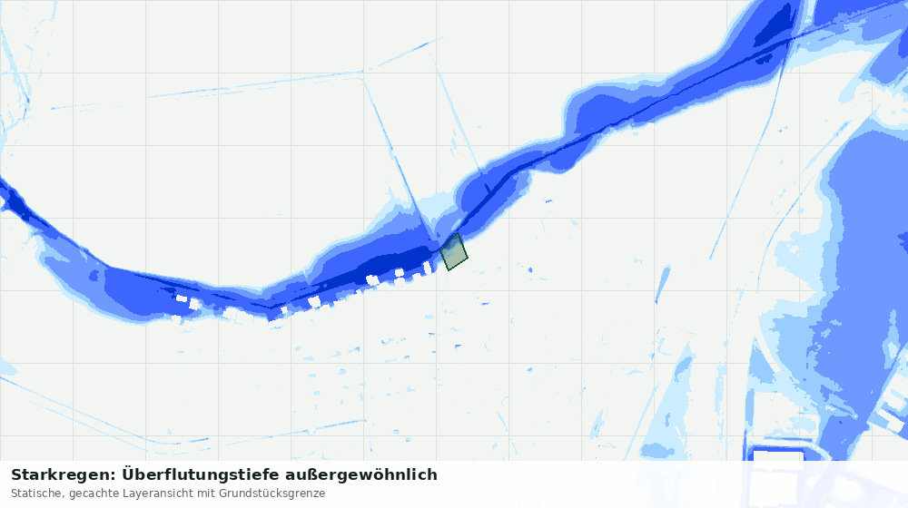 Statische Kartenansicht: Starkregen: Überflutungstiefe außergewöhnlich