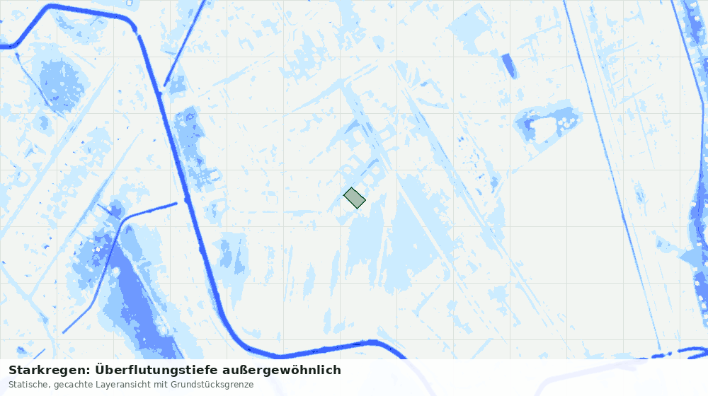 Statische Kartenansicht: Starkregen: Überflutungstiefe außergewöhnlich