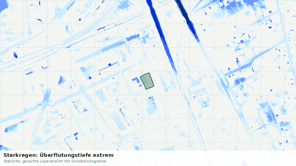 Statische Kartenansicht: Starkregen: Überflutungstiefe extrem