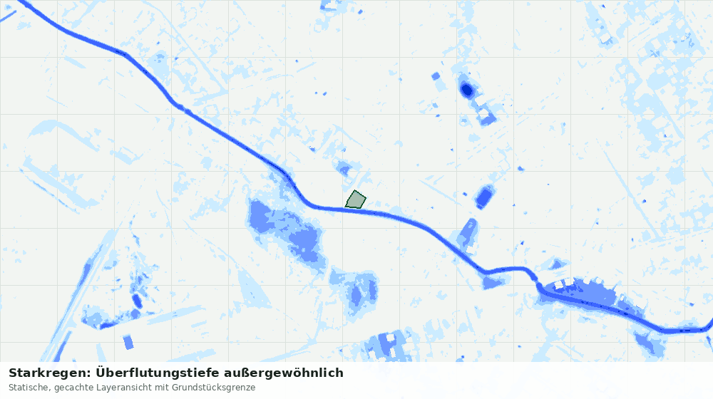 Statische Kartenansicht: Starkregen: Überflutungstiefe außergewöhnlich