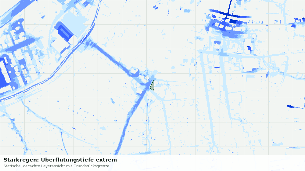 Statische Kartenansicht: Starkregen: Überflutungstiefe extrem