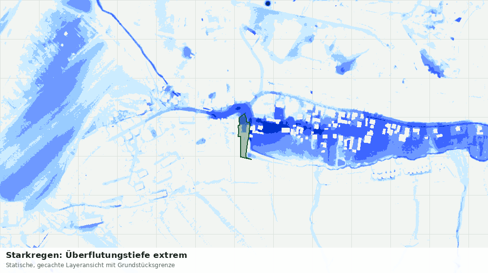 Statische Kartenansicht: Starkregen: Überflutungstiefe extrem