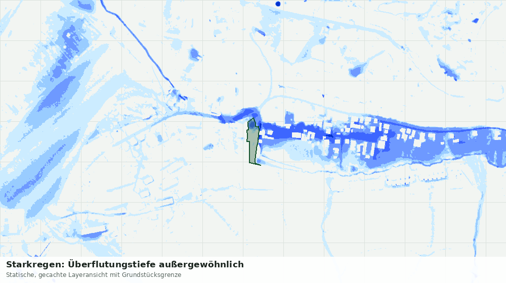 Statische Kartenansicht: Starkregen: Überflutungstiefe außergewöhnlich