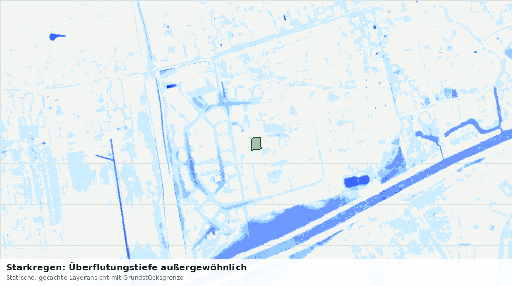 Statische Kartenansicht: Starkregen: Überflutungstiefe außergewöhnlich
