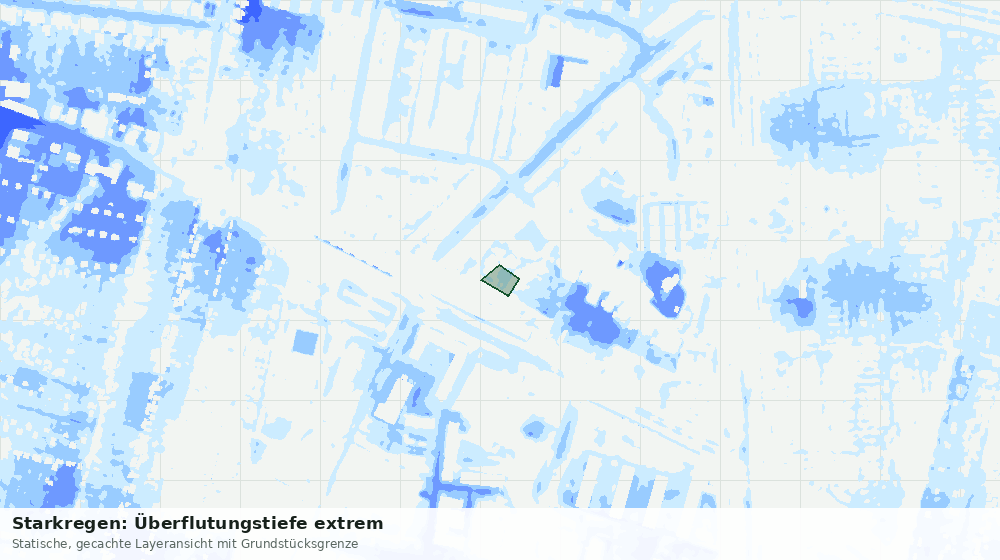 Statische Kartenansicht: Starkregen: Überflutungstiefe extrem