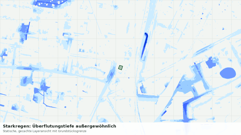Statische Kartenansicht: Starkregen: Überflutungstiefe außergewöhnlich
