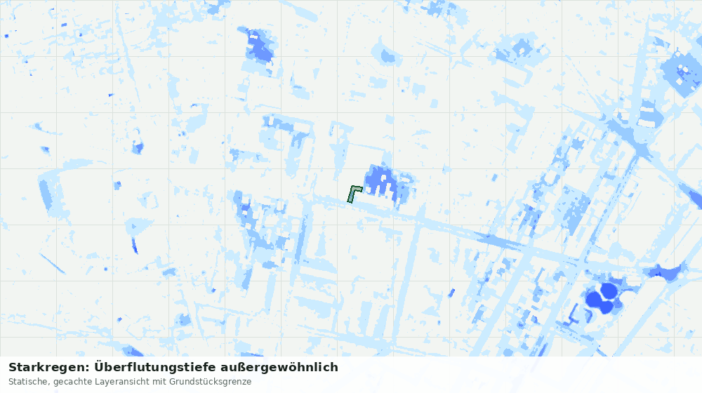 Statische Kartenansicht: Starkregen: Überflutungstiefe außergewöhnlich