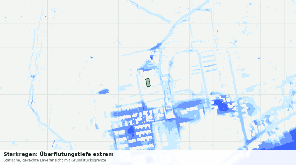 Statische Kartenansicht: Starkregen: Überflutungstiefe extrem