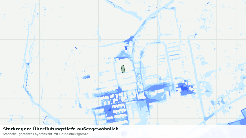 Statische Kartenansicht: Starkregen: Überflutungstiefe außergewöhnlich