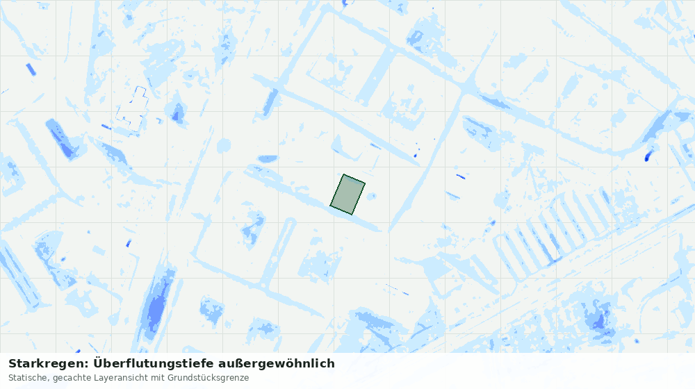 Statische Kartenansicht: Starkregen: Überflutungstiefe außergewöhnlich