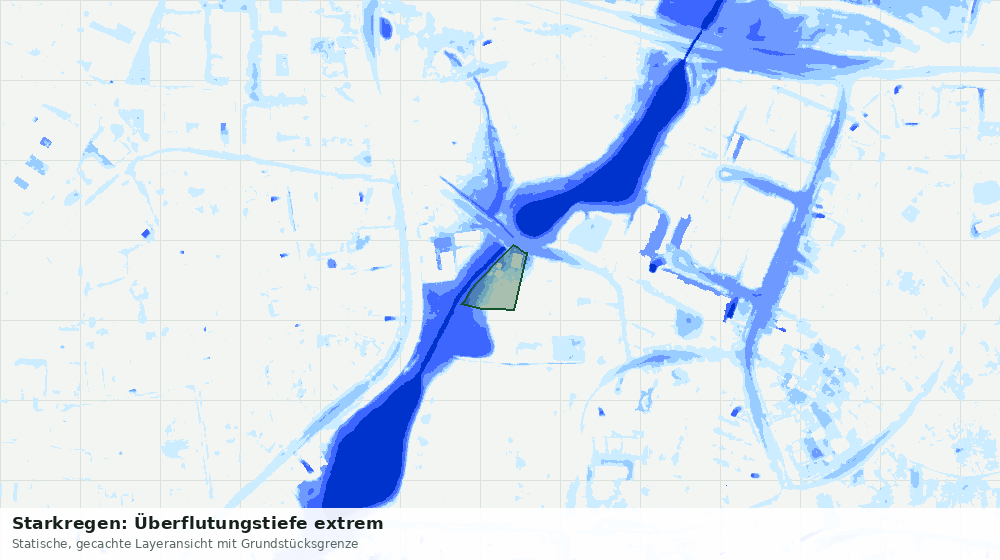 Statische Kartenansicht: Starkregen: Überflutungstiefe extrem