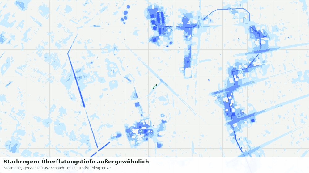 Statische Kartenansicht: Starkregen: Überflutungstiefe außergewöhnlich