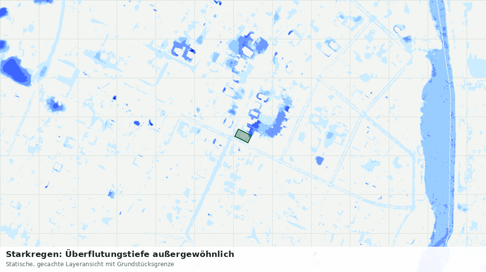 Statische Kartenansicht: Starkregen: Überflutungstiefe außergewöhnlich