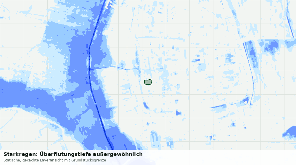 Statische Kartenansicht: Starkregen: Überflutungstiefe außergewöhnlich