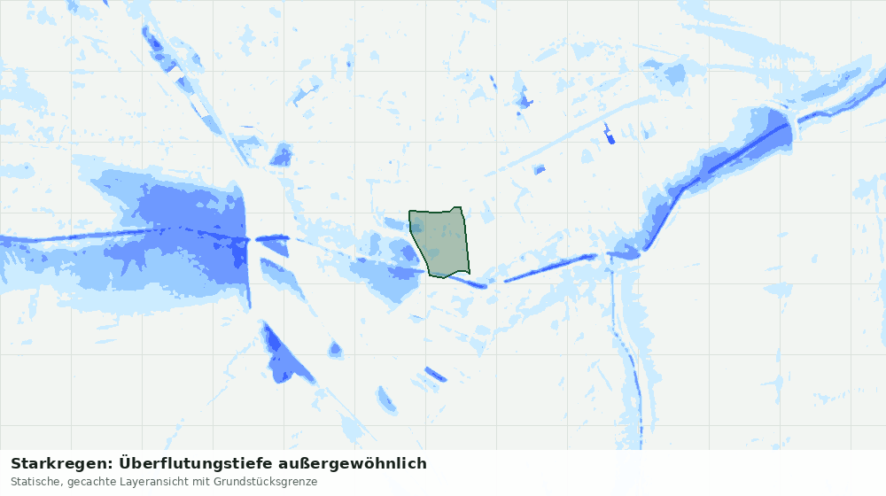 Statische Kartenansicht: Starkregen: Überflutungstiefe außergewöhnlich