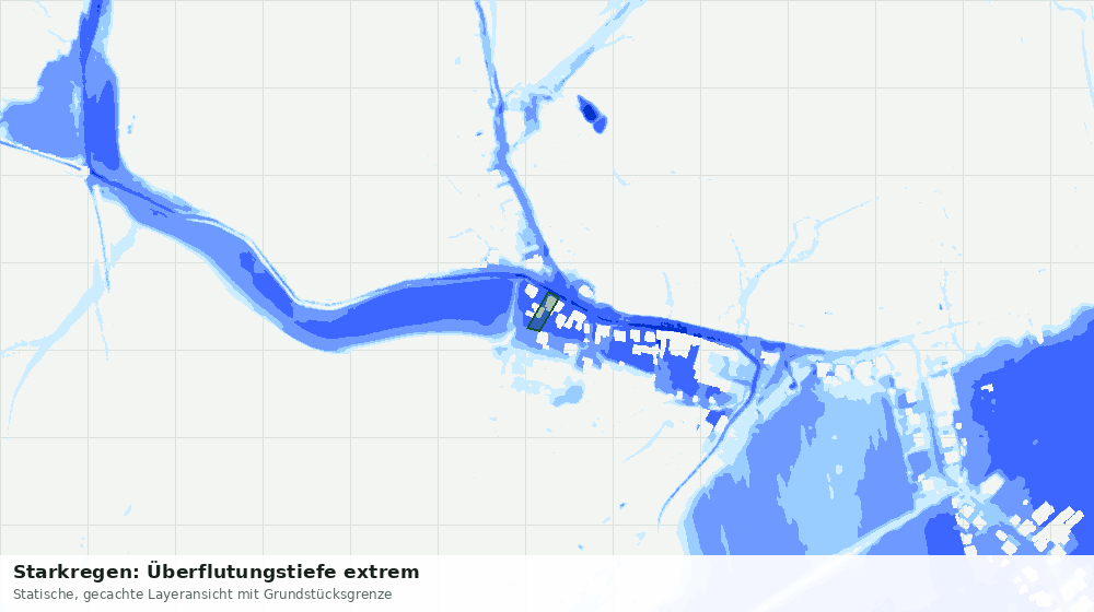 Statische Kartenansicht: Starkregen: Überflutungstiefe extrem